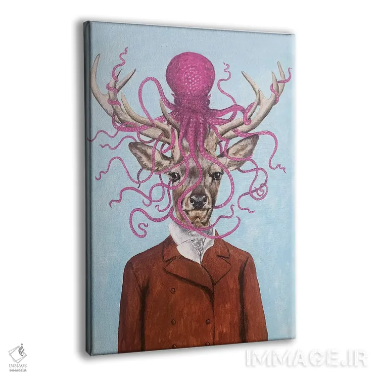 تابلو دکوراتیو گوزن با هشت پا اثر کوکو د پاریس - نمای پرسپکتیو محصول