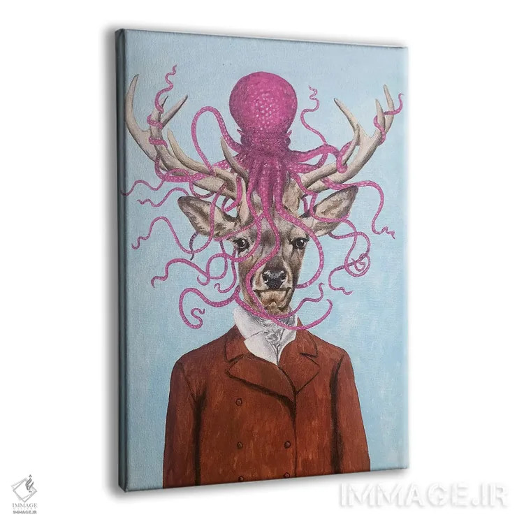 تابلو دکوراتیو گوزن با هشت پا اثر کوکو د پاریس - نمای پرسپکتیو محصول