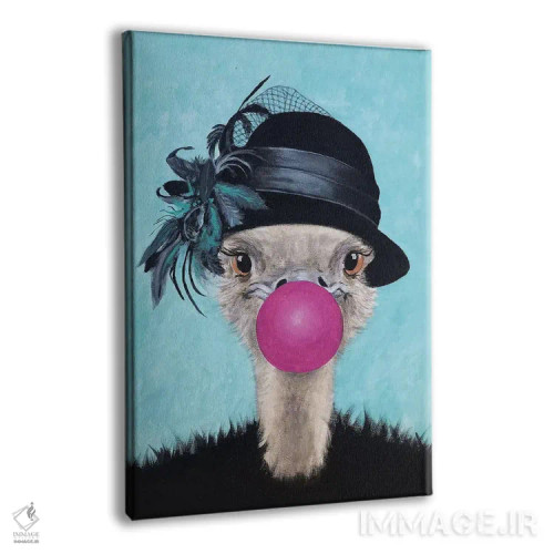 تابلو دکوراتیو شترمرغ با آدامس بادکنکی اثر کوکو د پاریس - نمای پرسپکتیو محصول