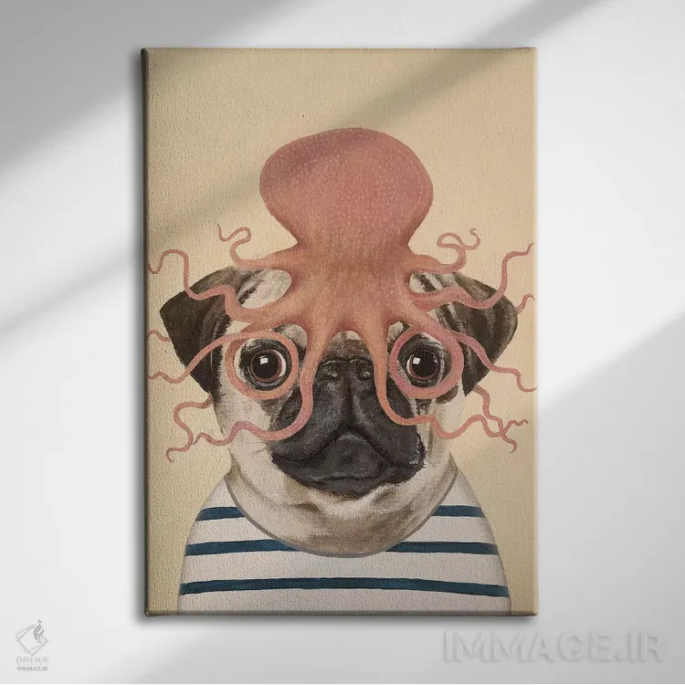 تابلو دکوراتیو پاگ با هشت پا اثر کوکو د پاریس - نمای روبهرو روی دیوار