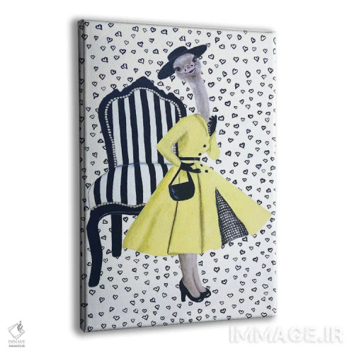 تابلو دکوراتیو شترمرغ مد روز اثر کوکو د پاریس - نمای پرسپکتیو محصول