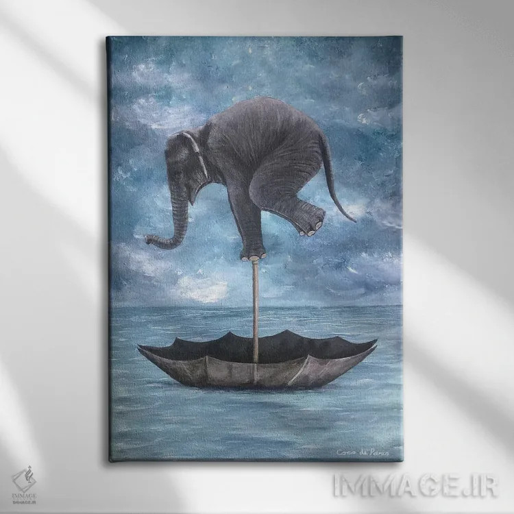 تابلو دکوراتیو فیل در تعادل اثر کوکو د پاریس - نمای روبهرو روی دیوار