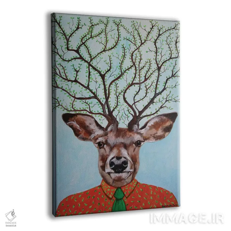 تابلو دکوراتیو درخت گوزن اثر کوکو د پاریس - نمای پرسپکتیو محصول