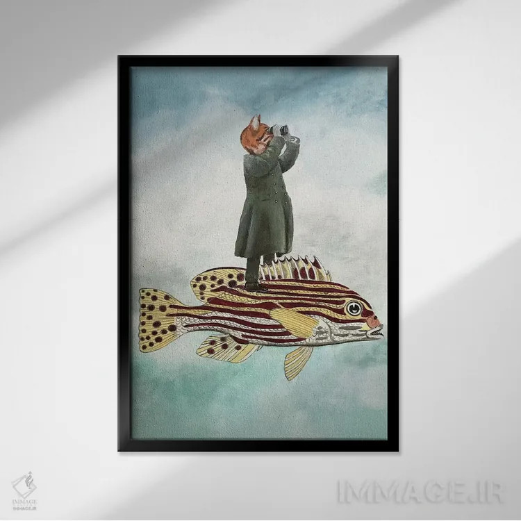 تابلو دکوراتیو گربه ماهی اثر کوکو د پاریس - نمای قابدار مشکی