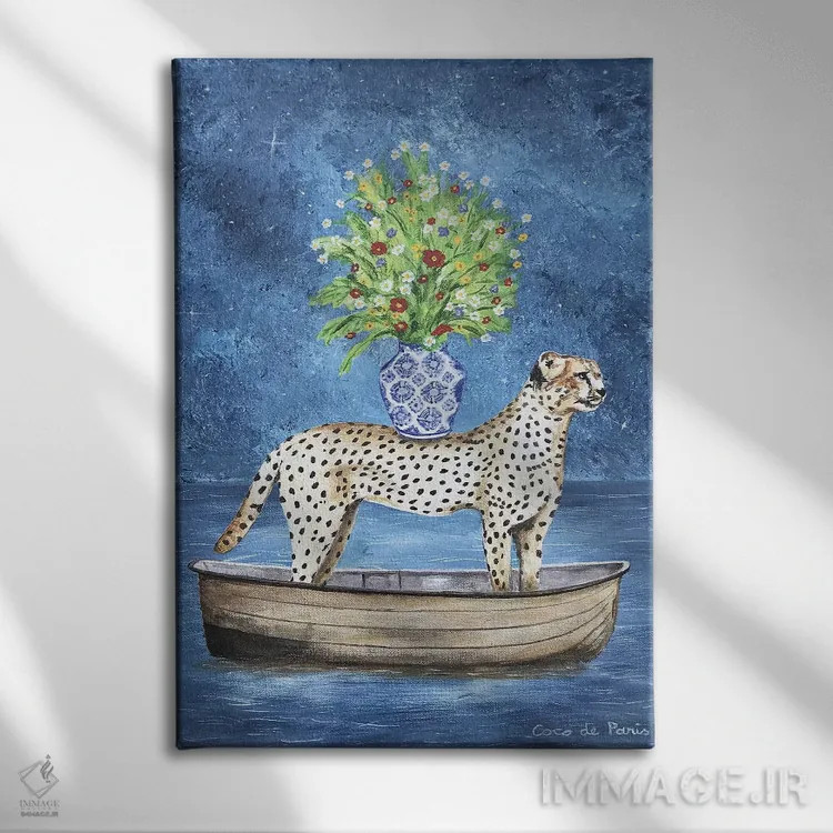 تابلو دکوراتیو شیتا با گل ها اثر کوکو د پاریس - نمای روبهرو روی دیوار