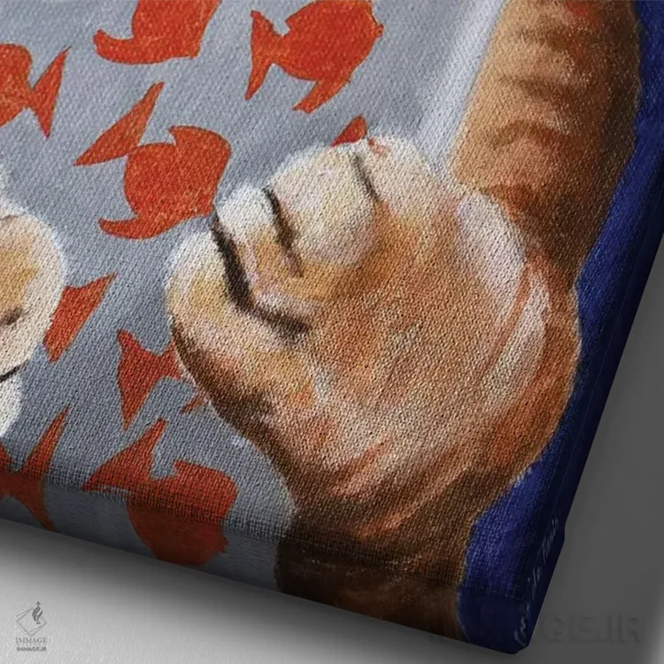 تابلو دکوراتیو گربه اینستاگرامی اثر کوکو د پاریس - نمای نزدیک بافت بوم