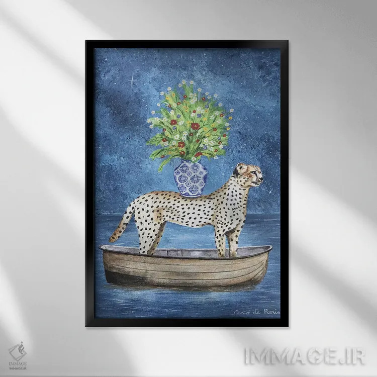 تابلو دکوراتیو شیتا با گل ها اثر کوکو د پاریس - نمای قابدار مشکی