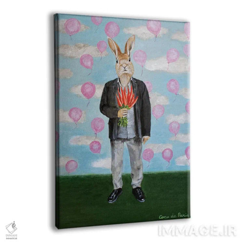تابلو دکوراتیو خرگوش با بادکنک ها اثر کوکو د پاریس - نمای پرسپکتیو محصول