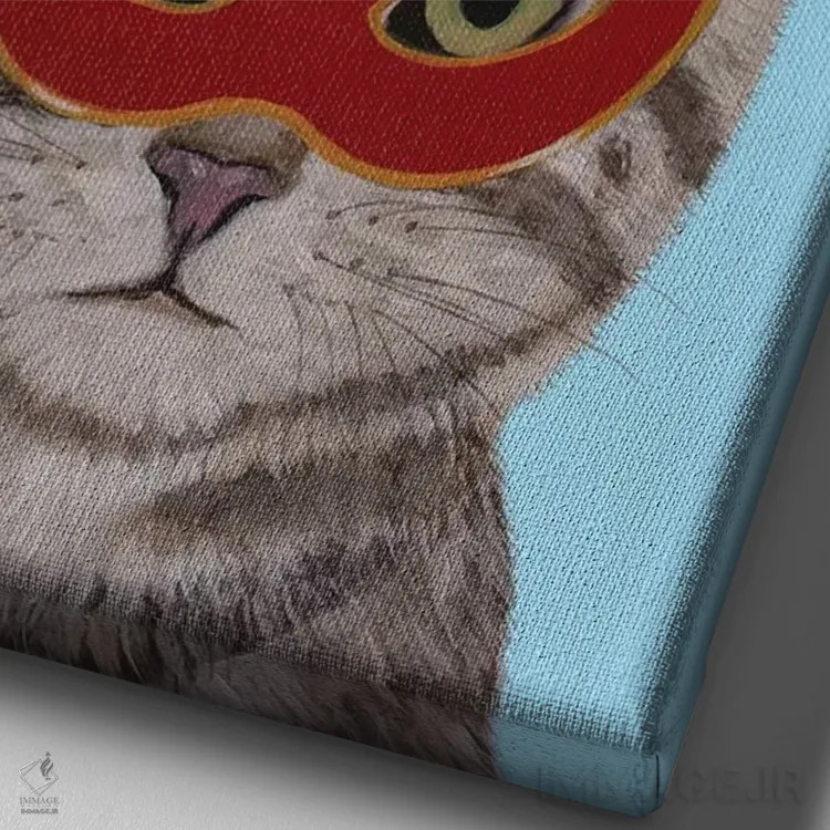 تابلو دکوراتیو گربه با کیک کوچک اثر کوکو د پاریس - نمای نزدیک بافت بوم