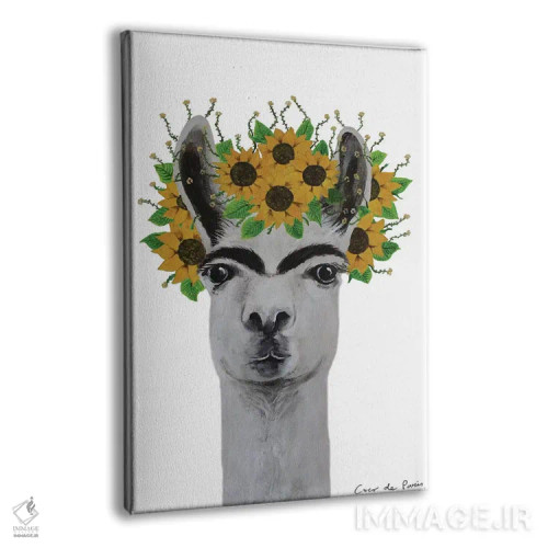 تابلو دکوراتیو لاما با تم فریدا کالو اثر کوکو د پاریس - نمای پرسپکتیو محصول