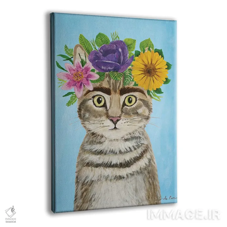 تابلو دکوراتیو گربه فریدا کالو آبی اثر کوکو د پاریس - نمای پرسپکتیو محصول