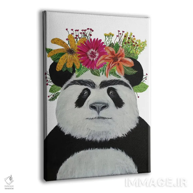 تابلو دکوراتیو پاندای فریدا کالو سفید اثر کوکو د پاریس - نمای پرسپکتیو محصول
