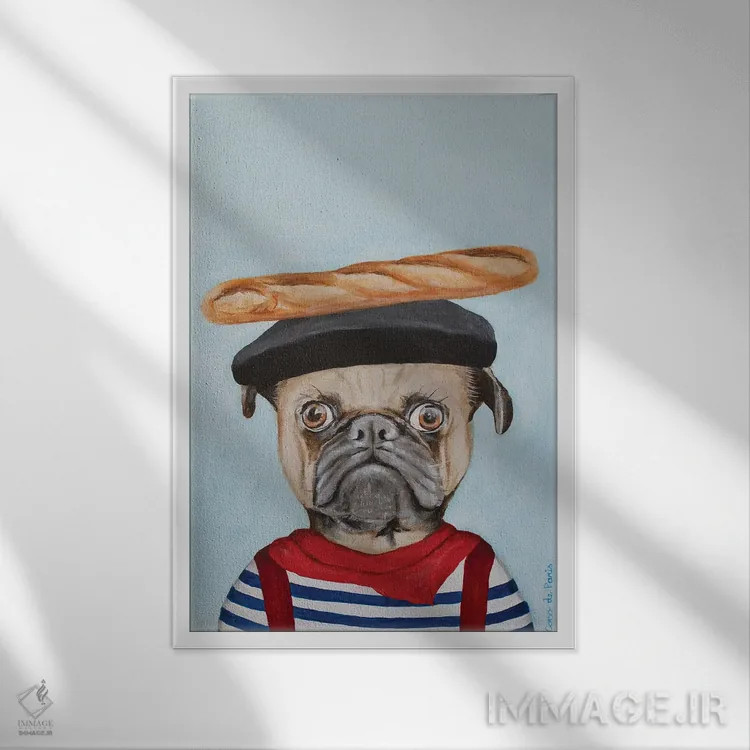 تابلو دکوراتیو پاگ فرانسوی اثر کوکو د پاریس - نمای قابدار سفید