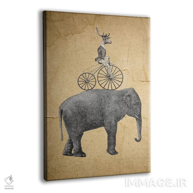 تابلو دکوراتیو فیل با گوزن اثر کوکو د پاریس - نمای پرسپکتیو محصول