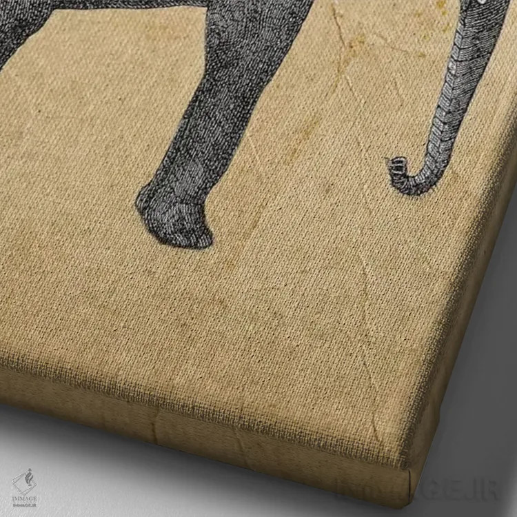 تابلو دکوراتیو فیل با گوزن اثر کوکو د پاریس - نمای نزدیک بافت بوم