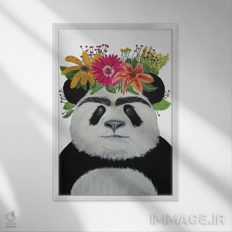 تابلو دکوراتیو پاندای فریدا کالو سفید اثر کوکو د پاریس - نمای قابدار سفید