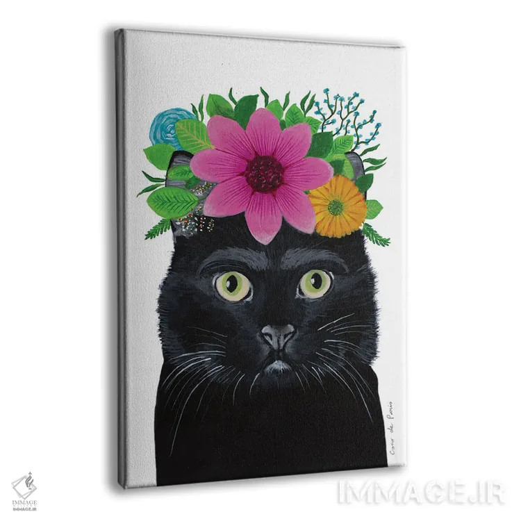 تابلو دکوراتیو گربه سیاه فریدا کالو اثر کوکو د پاریس - نمای پرسپکتیو محصول