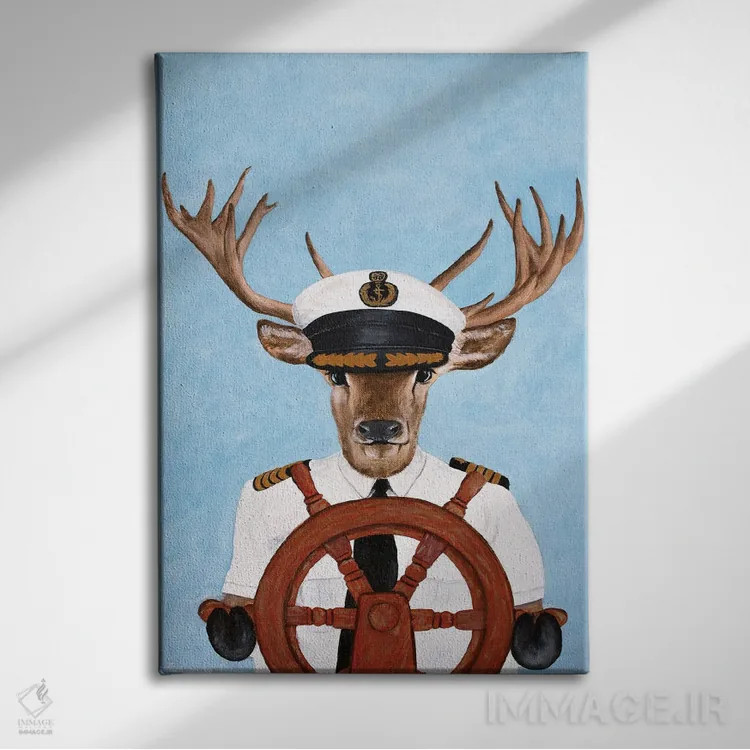 تابلو دکوراتیو گوزن کاپیتان اثر کوکو د پاریس - نمای روبهرو روی دیوار