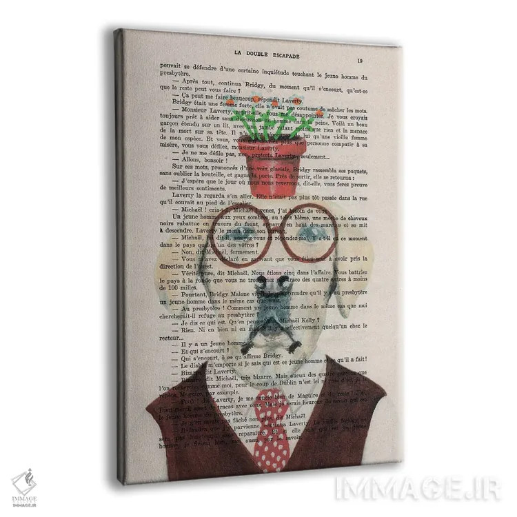 تابلو دکوراتیو لابرادور با گل ها اثر کوکو د پاریس - نمای پرسپکتیو محصول