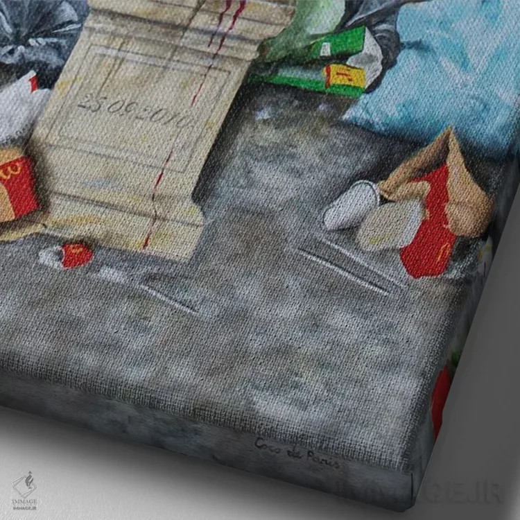 تابلو دکوراتیو خوک خریدکننده اثر کوکو د پاریس - نمای نزدیک بافت بوم