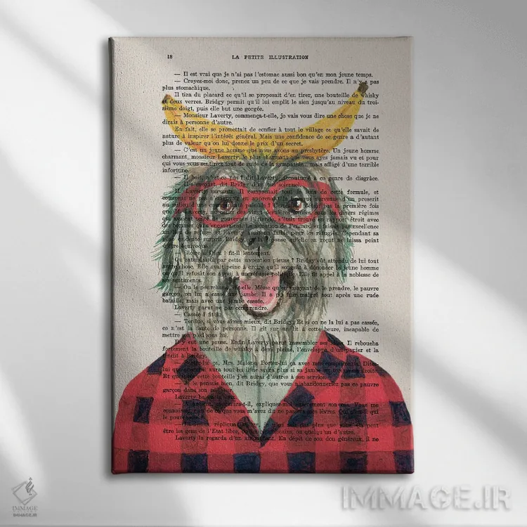 تابلو دکوراتیو سگ چوپان با موز ۲ اثر کوکو د پاریس - نمای روبهرو روی دیوار