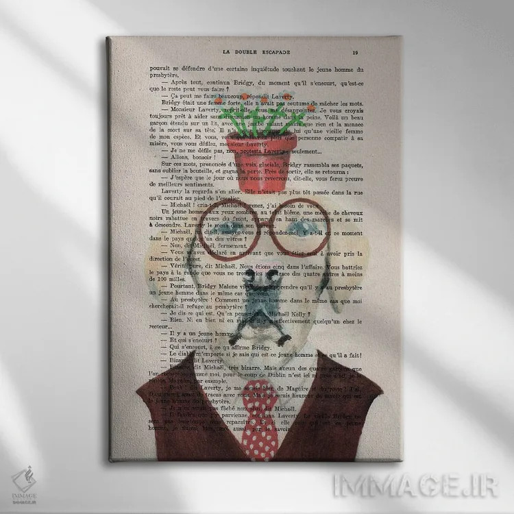 تابلو دکوراتیو لابرادور با گل ها اثر کوکو د پاریس - نمای روبهرو روی دیوار