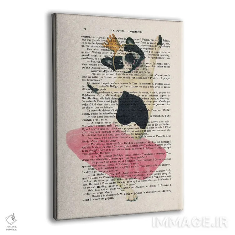 تابلو دکوراتیو بولداگ فرانسوی در حال رقص اثر کوکو د پاریس - نمای پرسپکتیو محصول