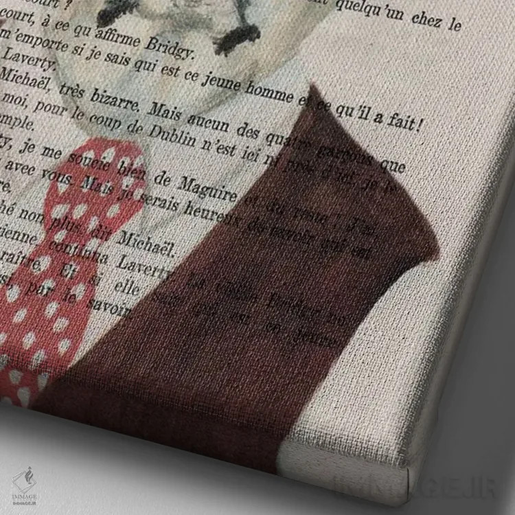 تابلو دکوراتیو لابرادور با گل ها اثر کوکو د پاریس - نمای نزدیک بافت بوم