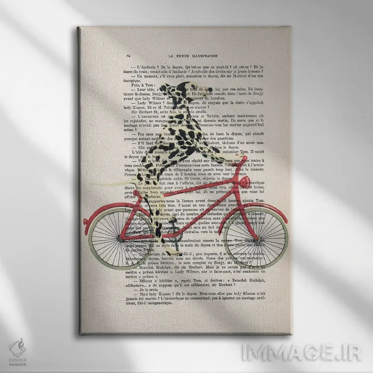 تابلو دکوراتیو دالماتین در حال دوچرخه سواری اثر کوکو د پاریس - نمای روبهرو روی دیوار