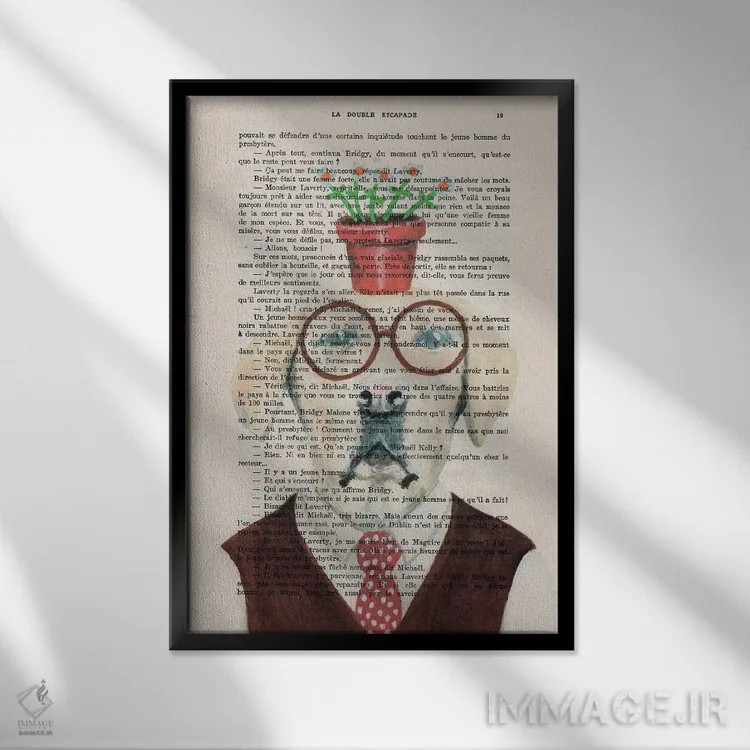 تابلو دکوراتیو لابرادور با گل ها اثر کوکو د پاریس - نمای قابدار مشکی