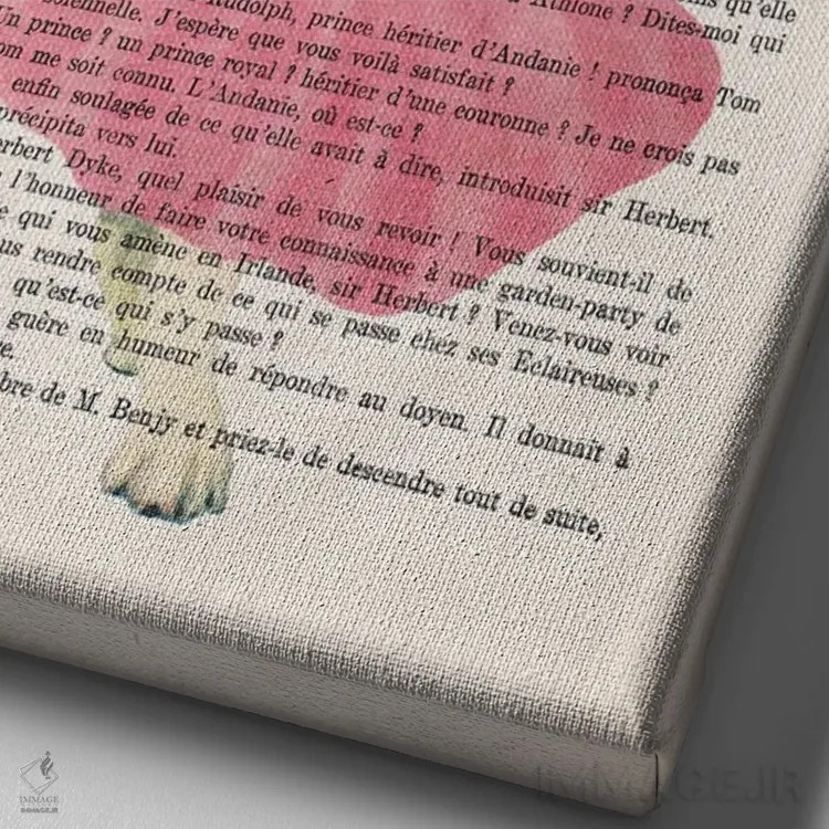 تابلو دکوراتیو بولداگ فرانسوی در حال رقص اثر کوکو د پاریس - نمای نزدیک بافت بوم