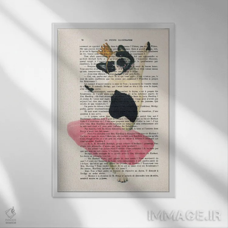 تابلو دکوراتیو بولداگ فرانسوی در حال رقص اثر کوکو د پاریس - نمای قابدار سفید