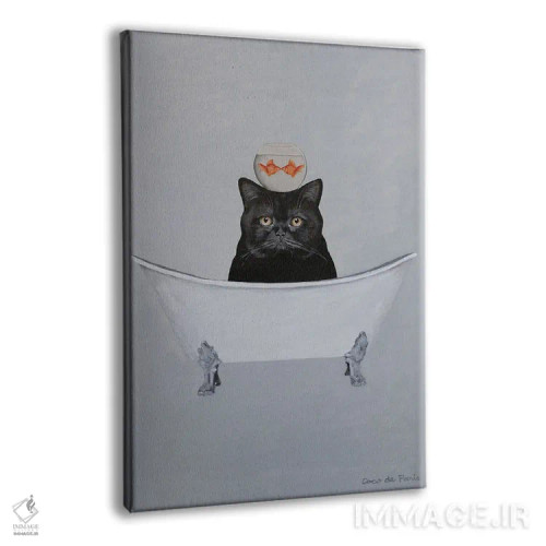تابلو دکوراتیو گربه سیاه در وان حمام اثر کوکو د پاریس - نمای پرسپکتیو محصول