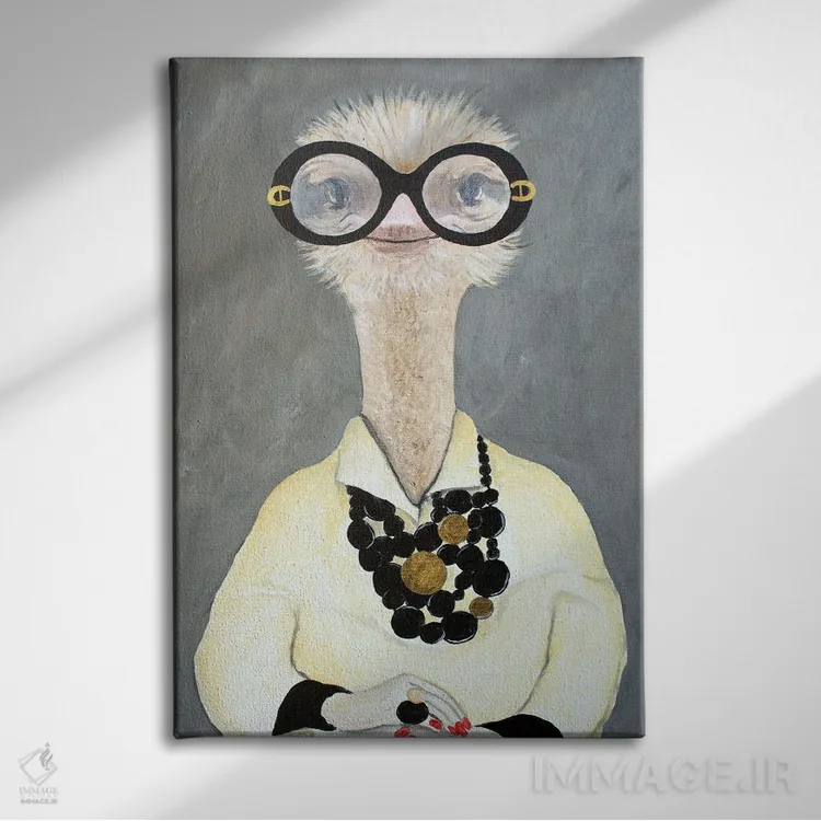 تابلو دکوراتیو شترمرغ ایرس اپفل اثر کوکو د پاریس - نمای روبهرو روی دیوار