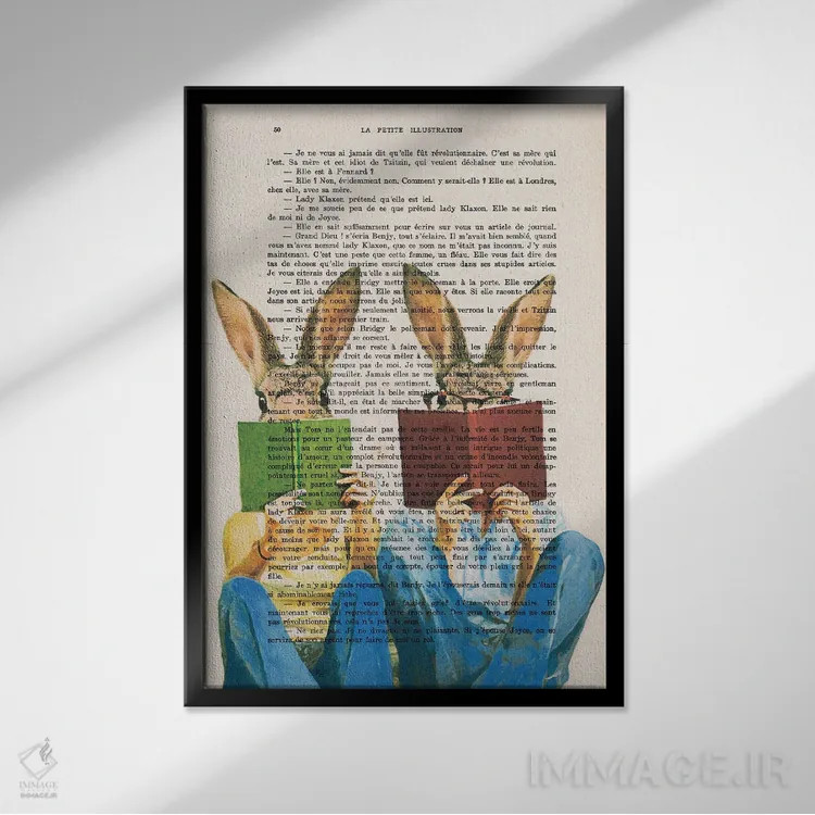 تابلو دکوراتیو خرگوش های کتاب خوان اثر کوکو د پاریس - نمای قابدار مشکی