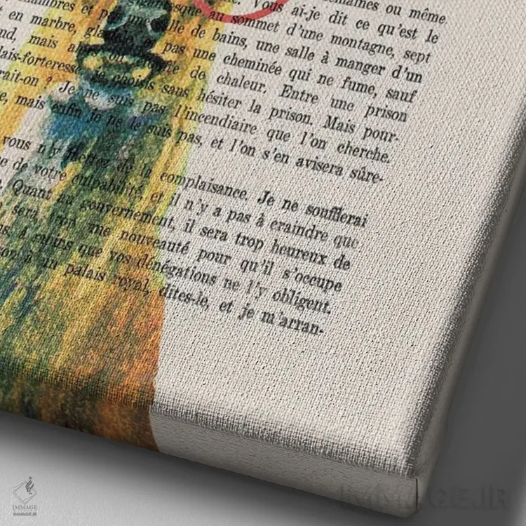 تابلو دکوراتیو آهو با گل ها اثر کوکو د پاریس - نمای نزدیک بافت بوم