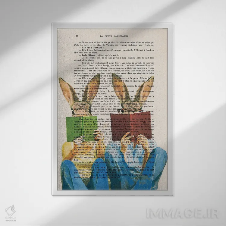 تابلو دکوراتیو خرگوش های کتاب خوان اثر کوکو د پاریس - نمای قابدار سفید