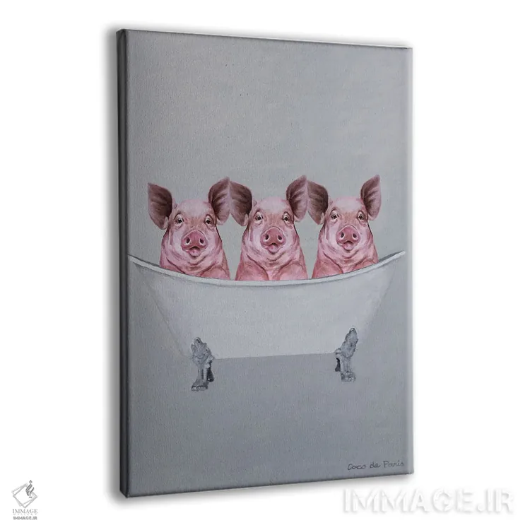 تابلو دکوراتیو خوک ها در وان حمام اثر کوکو د پاریس - نمای پرسپکتیو محصول