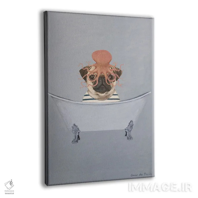 تابلو دکوراتیو پاگ با هشت پا در وان حمام اثر کوکو د پاریس - نمای پرسپکتیو محصول