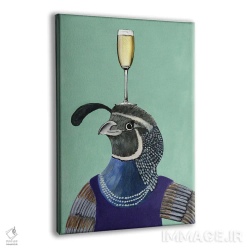 تابلو دکوراتیو بلدرچین با جام شامپاین اثر کوکو د پاریس - نمای پرسپکتیو محصول