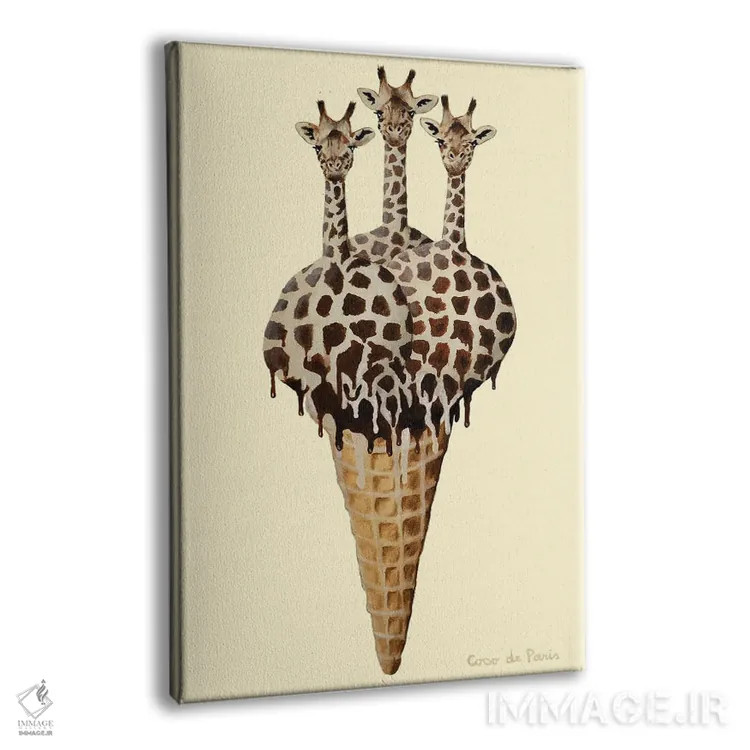 تابلو دکوراتیو زرافه های بستنی خور اثر کوکو د پاریس - نمای پرسپکتیو محصول