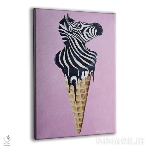 تابلو دکوراتیو گورخر بستنی خور اثر کوکو د پاریس - نمای پرسپکتیو محصول