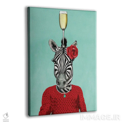 تابلو دکوراتیو گورخر با جام شامپاین اثر کوکو د پاریس - نمای پرسپکتیو محصول