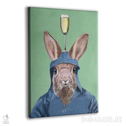 تابلو دکوراتیو خرگوش با جام شامپاین اثر کوکو د پاریس - نمای پرسپکتیو محصول