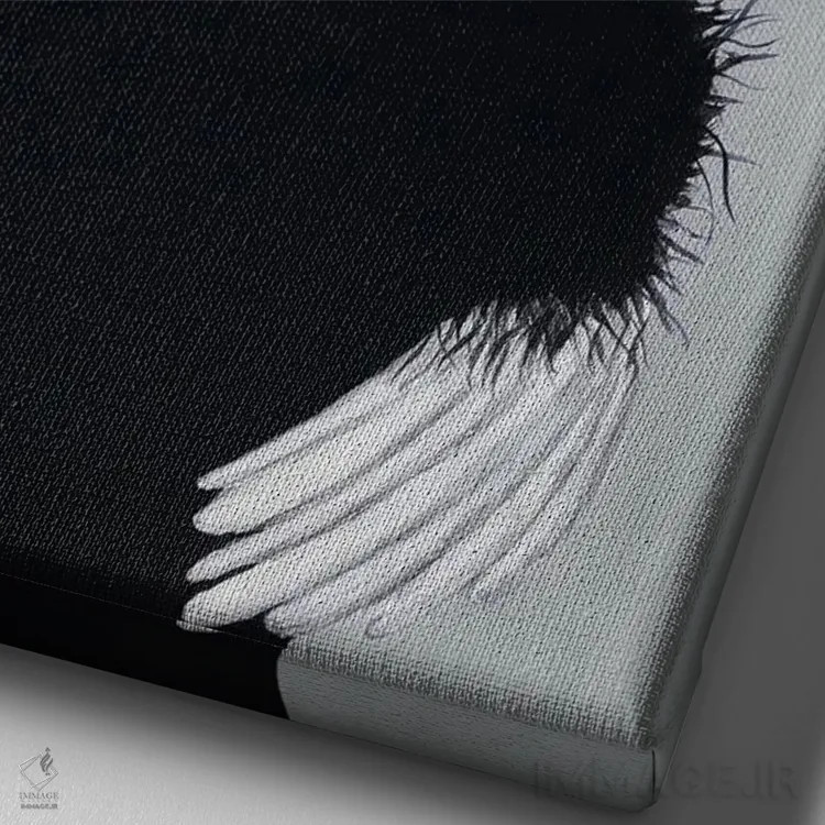 تابلو دکوراتیو قو با جام شامپاین اثر کوکو د پاریس - نمای نزدیک بافت بوم