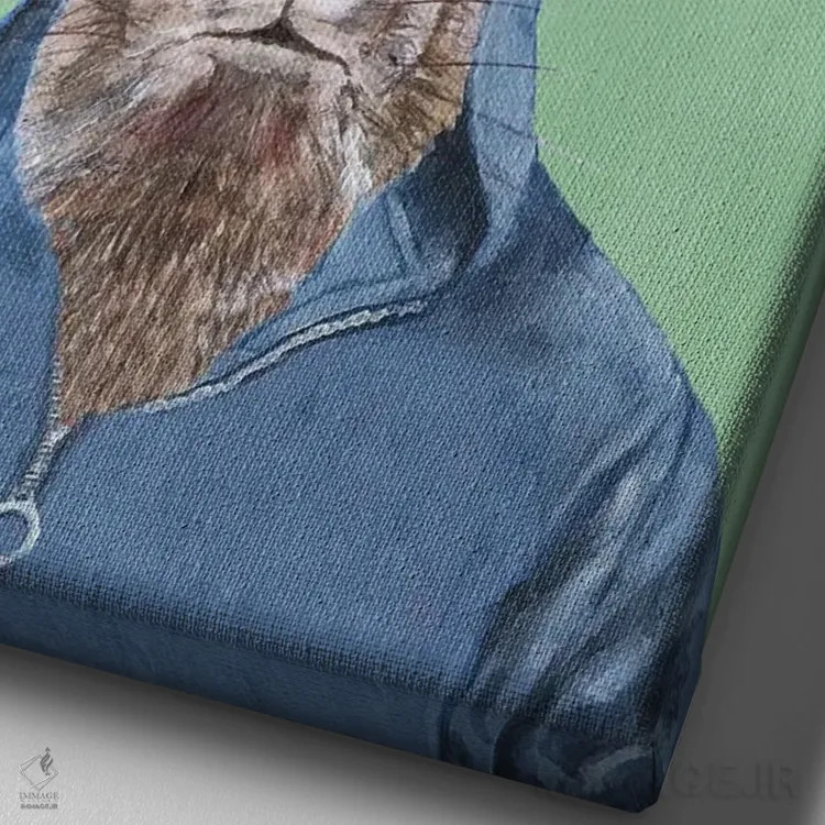 تابلو دکوراتیو خرگوش با جام شامپاین اثر کوکو د پاریس - نمای نزدیک بافت بوم