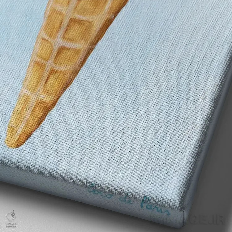 تابلو دکوراتیو پاندا بستنی خور اثر کوکو د پاریس - نمای نزدیک بافت بوم