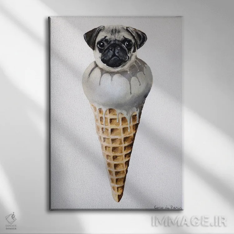 تابلو دکوراتیو پاگ بستنی خور اثر کوکو د پاریس - نمای روبهرو روی دیوار