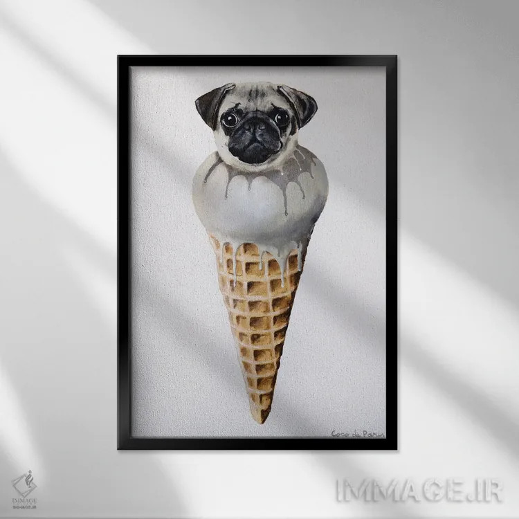 تابلو دکوراتیو پاگ بستنی خور اثر کوکو د پاریس - نمای قابدار مشکی