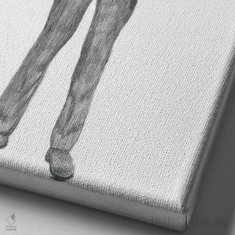 تابلو دکوراتیو گوزن با جمجمه گوزن اثر کوکو د پاریس - نمای نزدیک بافت بوم